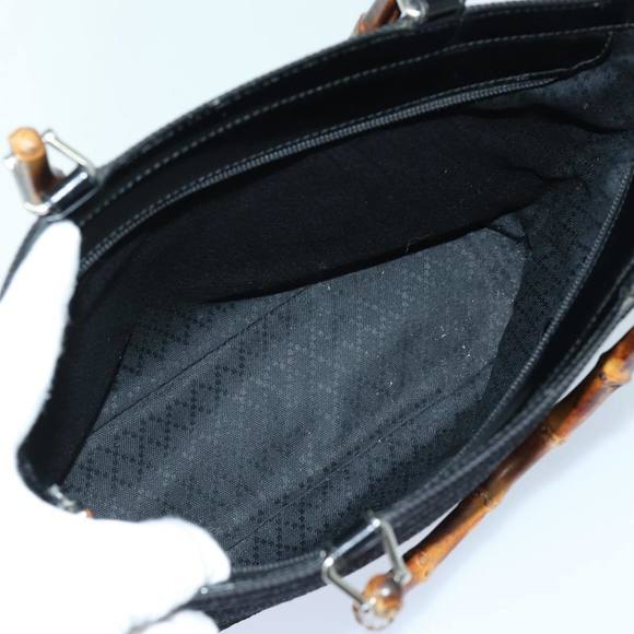 GUCCI Bamboo Hand Bag Canvas 2way Black Gold 000 1998 0540 Auth ep5246 - Picture 11 of 16